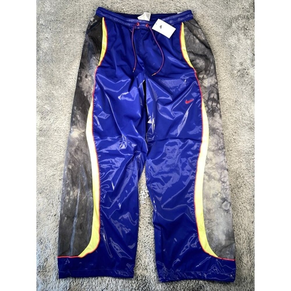 Nike Blue Yellow-Trim Men's Basketball Track Pants (frog project )